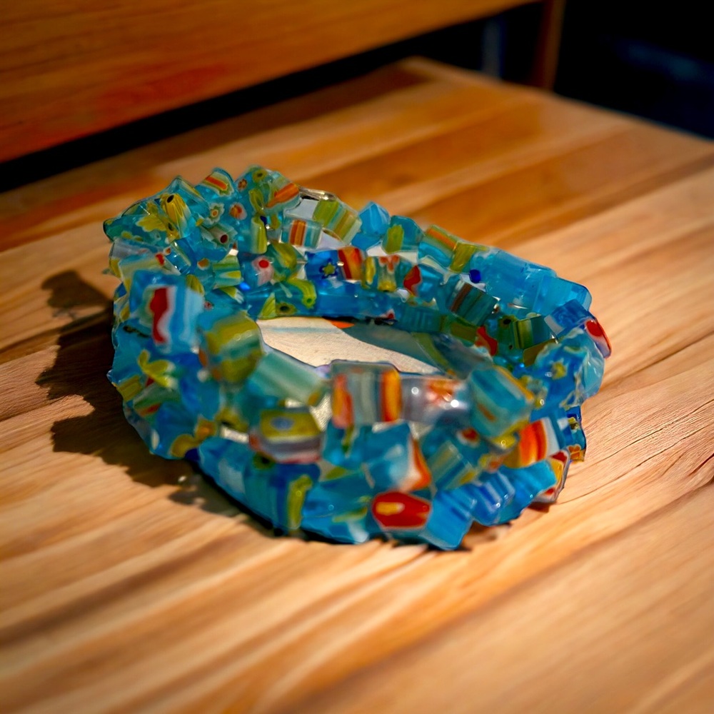 Pretty multicolored glass gemstone bracelet.